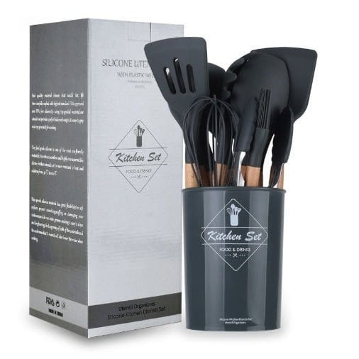 Profectus Store 0 Dark grey suit large bucket SilliconeWood Kitchen Tool Set